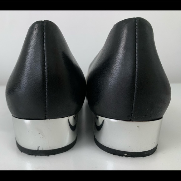 Franco Sarto Black Leather w/ metallic block heel - Picture 3 of 7